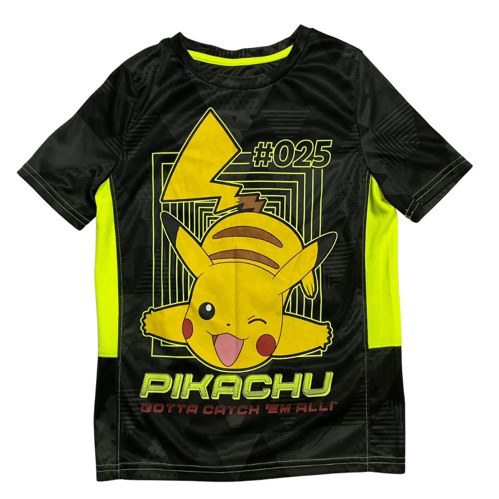 Boys Pikachu #025 Active Jersey 7 Pokemon Pikachu Print Jumping Beans Black